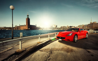 Red sports car beach city - arvid nyholm free wallpaper