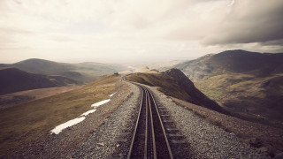 Mountain train track clouds sunset - mountainous free wallpaper