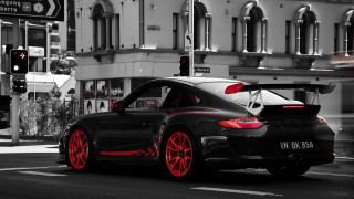 Black white car red rims 2 - red rim free wallpaper