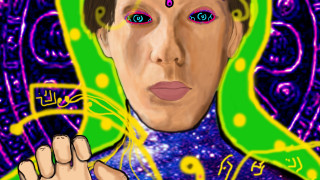 Metaphysical digital painting man green - a green jacket free wallpaper