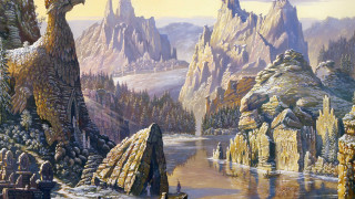 Mountain landscape river bird castle - the cliff free wallpaper