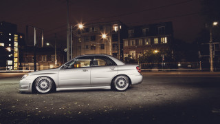 Silver car night cityscape street - a silver car free wallpaper