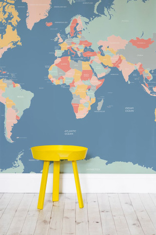 Yellow stool wall map yellow - typographic free wallpaper