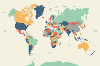 World map colored countries different - different free wallpaper