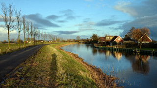 Rural river houses road bridge - house free wallpaper for desktop