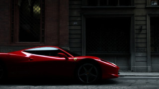 Red sports car street building 2 - the side of a street next free wallpaper