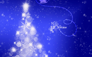 Blue christmas tree santa hat - bottom free wallpaper