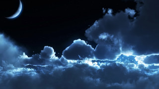 Night sky clouds crescent moon 2 - free sky wallpaper for desktop