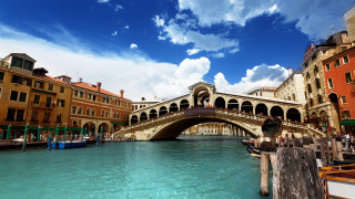 Bridge river city people boat - canaletto free wallpaper
