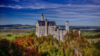Castle tower lake forest sky - a tower free wallpaper
