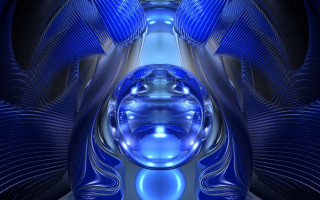 Blue abstract circular center generative - smaller free wallpaper for desktop