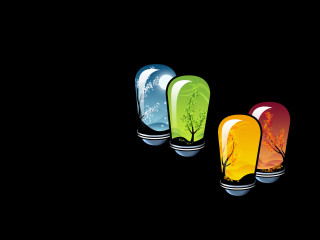 Three colored lights trees snowflakes - surreal design free wallpaper for desktop