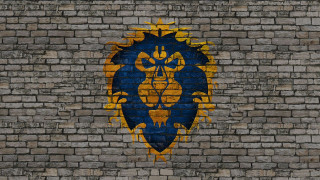 Lion head brick wall blue - graffiti free wallpaper