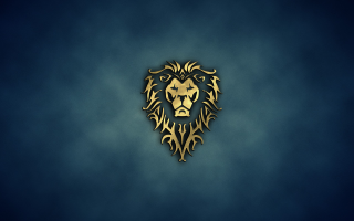 Gold lion head blue black - left free wallpaper