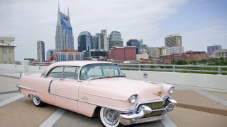 Pink car bridge dusk city - dusk time free wallpaper
