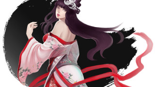 Woman kimono redribbon blackcircle fantasy - a black circle free wallpaper for desktop