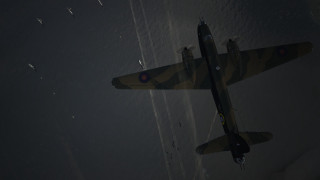 Small airplane over water night - free airplane wallpaper