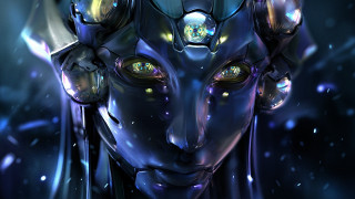 Futuristic woman glowing eyes cybernetic - a futuristic woman free wallpaper