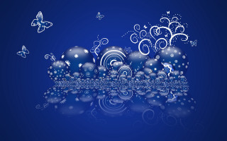 Blue bubbles butterflies digital art 2 - ernest william christmas free wallpaper