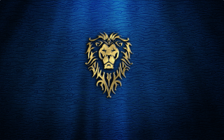Lion head blue background gold - gold accent free wallpaper