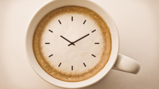 Coffee clock cup white wall - morning free wallpaper