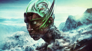 Strange head mountain snow cyberpunk - biopunk free wallpaper