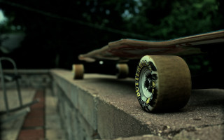 Skateboard ledge park fence trees - a park area free wallpaper