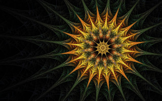 Starburst yellow green center star - fractal free wallpaper