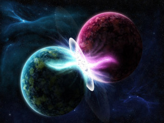 Two planets space star blue - object in the foreground free wallpaper