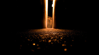 Dark room tunnel light streetlight - deep 3 point perspective free wallpaper
