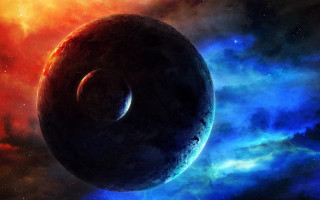 Space clouds stars planet moon - planet free wallpaper