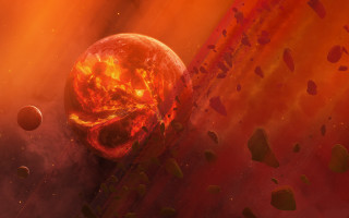 Red planet fireball lava night - lava free wallpaper