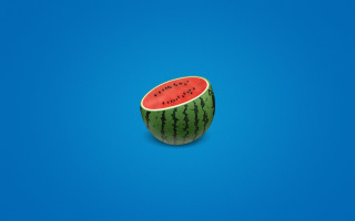 Watermelon slice blue surface background - a blue surface free wallpaper
