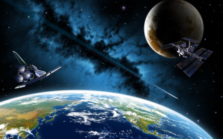 Space station earth space satellite 2 - over the earth free wallpaper