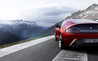 Red sports car mountain road 14 - a mountain road free wallpaper