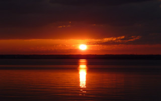 Sunset water boat clouds horizon 2 - free sunset wallpaper