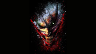 Demonic clown bloody face red 3 - shock art free wallpaper
