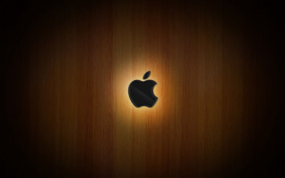 Wooden apple logo light center - free retro wallpaper for desktop