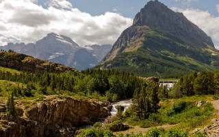 Mountain river bridge nature landscape 2 - a bridge in the middle of it free wallpaper