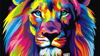 Colorful lion neo fauvism poster - amy weber free wallpaper