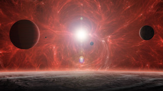 Redspace blackhole energyorb glowing sun - a black hole in the center free wallpaper
