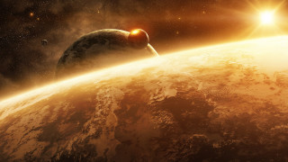 Planet sun star foreground moon - a distant object in the foreground free wallpaper