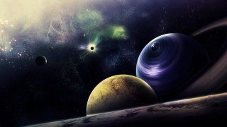 Space planets stars moon aurora - the space free wallpaper