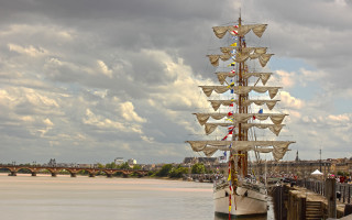 Large boat docked pier bridge - claude rogers free wallpaper