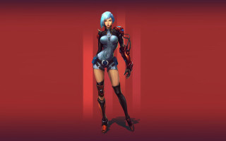 Futuristic woman red wall cyborg - cyborg free wallpaper