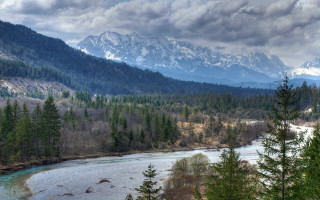 River forest mountains cloudy sky 6 - hillside under a cloudy sky free wallpaper