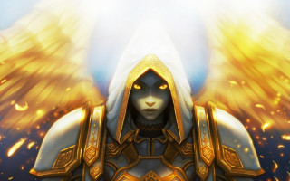 Angel hooded wings fiery glowing - a halo free wallpaper