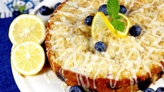 Lemon blueberry cake slice pastel - professional free wallpaper for desktop