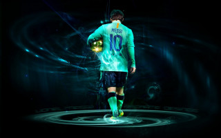Man glowing hologram soccer reflection - ball free wallpaper