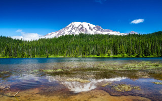 Mountain reflection lake forest sky 2 - peak free wallpaper for desktop